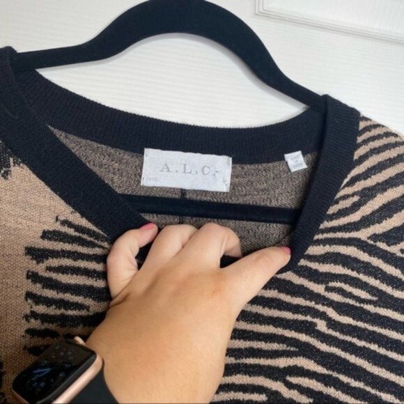 A.L.C. Cayero Open Back Zebra Print Wool Sweater - Picture 8 of 12